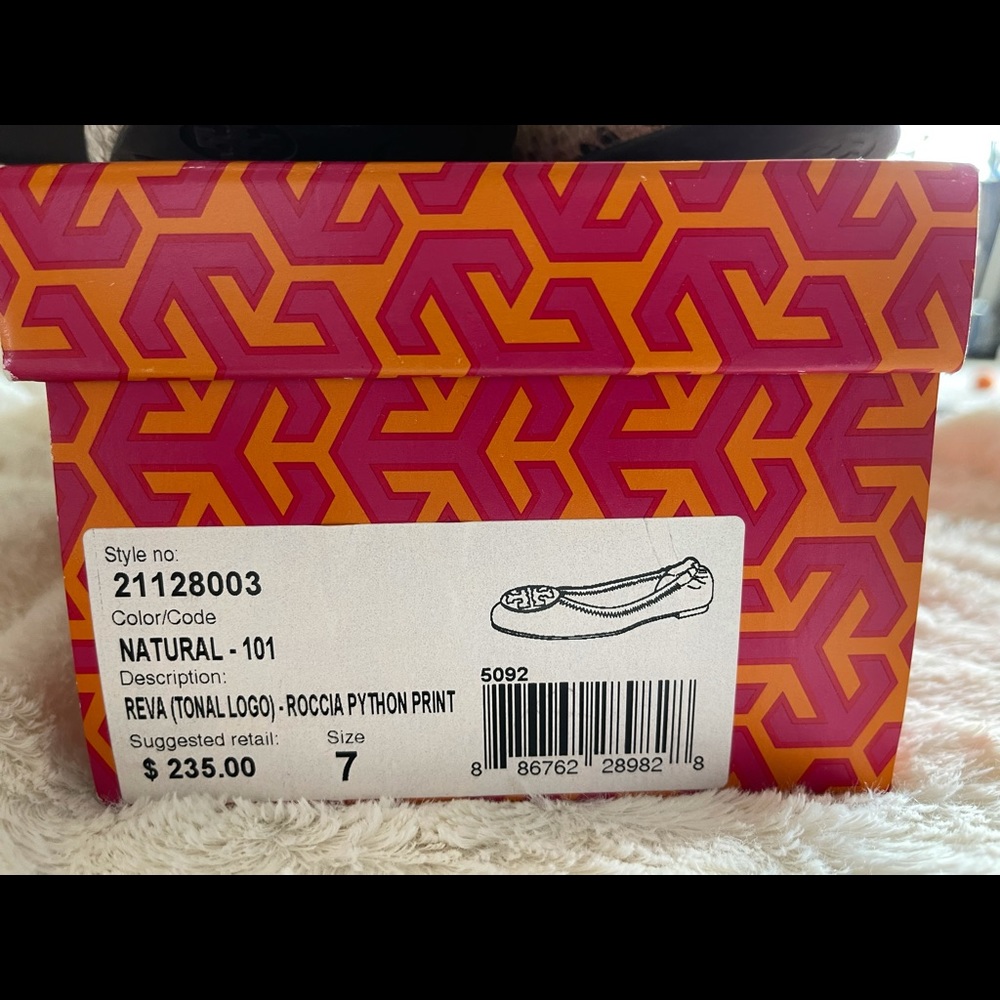 EUC Tory Burch Reva Roccia Python Flats - Picture 7 of 7